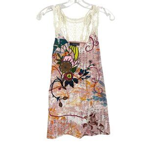 Vintage Y2K Forever 21 Embroidered Rhinestone Longline Tank Top Size Large